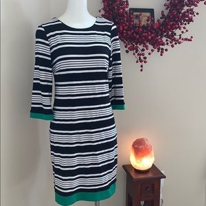 Black/White/Green Striped Dress